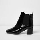 River Island Womens Patent Wide Fit Heeled Chelsea Boots