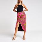 River Island Womens Printed Wrap Midi Skirt