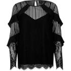 River Island Womens Lace Frill Long Sleeve Top