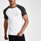 River Island Mens White 'paradise' Muscle Fit Raglan T-shirt