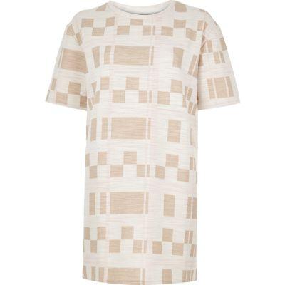 River Island Womens Check Print Longline T-shirt