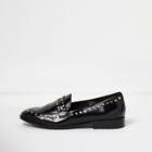 River Island Womens Patent Studded Slip On Loafers