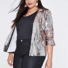 River Island Womens Plus Silver And Metallic Sequin Blazer