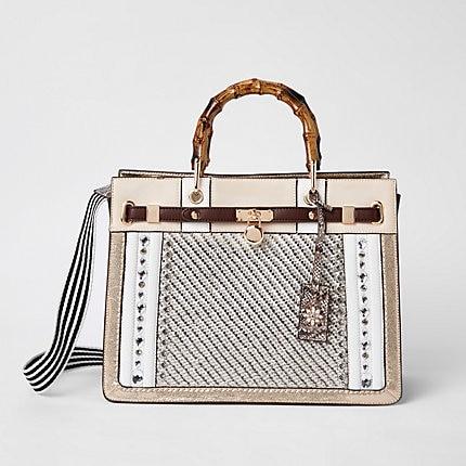 River Island Womens Weave Embellished Tote Bag