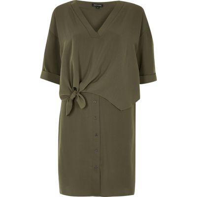 River Island Womens Tie Front Shirt Dress