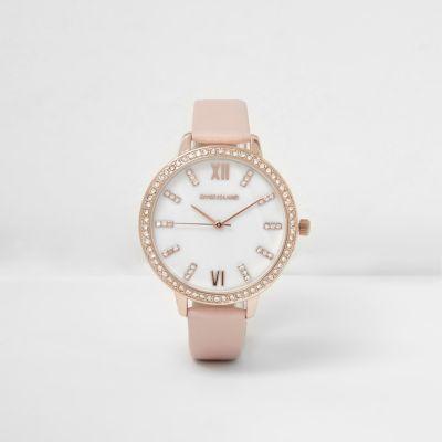 River Island Womens Diamante Encrusted Round Watch