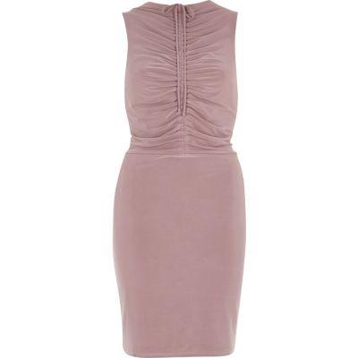 River Island Womens Blush Ruched Bodycon Midi Dress