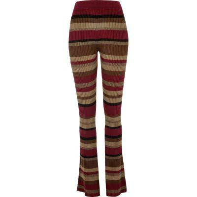 River Island Womens Stripe Ribbed Knit Flared Pants