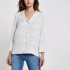 River Island Womens White Stripe Satin Pajama Top