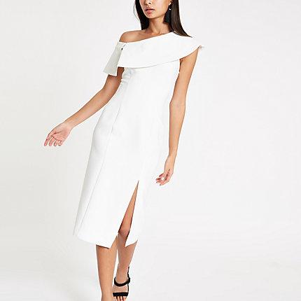 River Island Womens White Bodycon Cape Midi Dress
