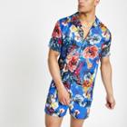 River Island Mens Ocean Print Short Sleeve Shirt