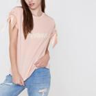 River Island Womens Petite 'amour' Pearl Tie Sleeve T-shirt