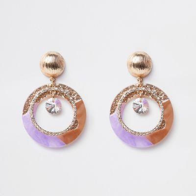 River Island Womens Glitter Diamante Drop Earrings