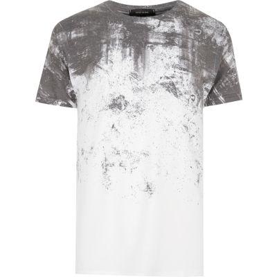 River Island Mens White Cracked Fade Print T-shirt
