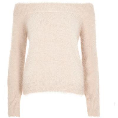 River Island Womens Fluffy Bardot Sweater