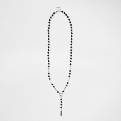 River Island Mens Beaded Feather Necklace