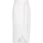 River Island Womens White Tie Waist Wrap Midi Skirt