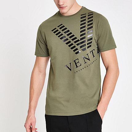 River Island Mens Slim Fit 'venti' Print T-shirt