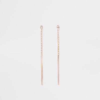 River Island Womens Gold Tone Slinky Cupchain Diamante Earrings