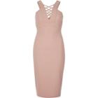 River Island Womens Lace-up Front Bodycon Midi Dress