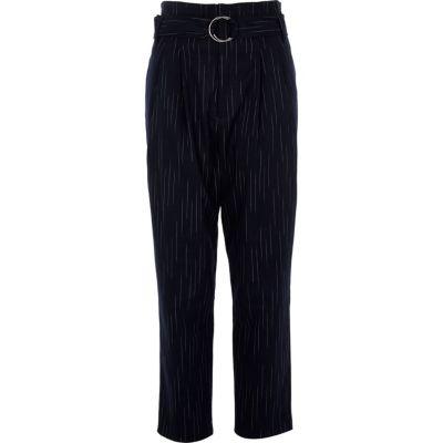River Island Womens Stripe High Waisted Tapered Trousers