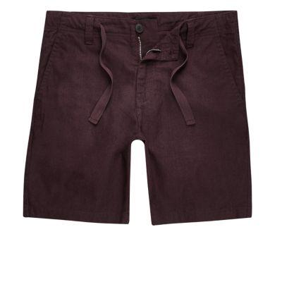 River Island Mens Red Linen Blend Shorts
