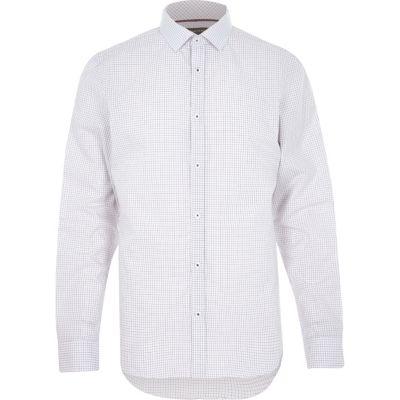 River Island Mens White Micro Gingham Shirt