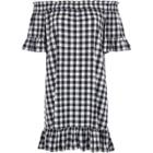 River Island Womens Gingham Frill Bardot Swing Dress