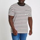 River Island Mens Big And Tall White Stripe Slim Fit T-shirt
