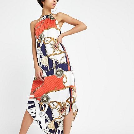 River Island Womens Scarf Print Chain Strap Maxi Dress