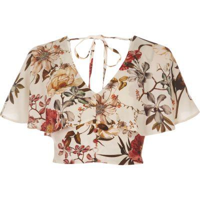 River Island Womens Floral Print Cape Crop Top