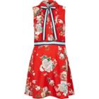 River Island Womens Floral Pussybow Sleeveless Shirt Dress