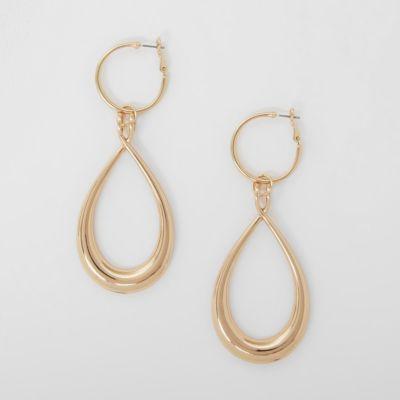 River Island Womens Gold Tone Teardrop Dangle Earrings