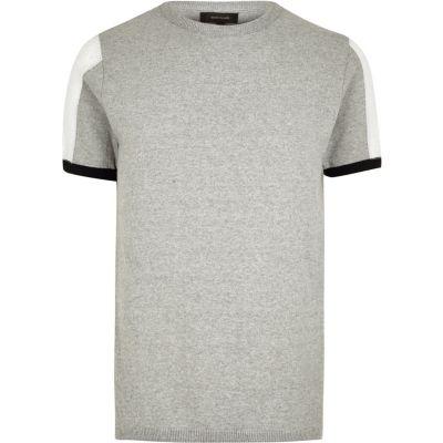 River Island Mens Marl Knit Mesh Panel Slim Fit Jumper