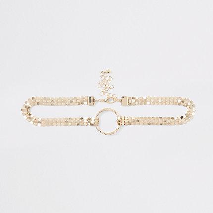 River Island Womens Gold Tone Chainmail Ring Choker