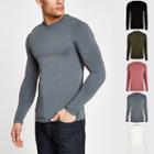 River Island Mens Muscle Fit Long Sleeve T-shirt Multipack