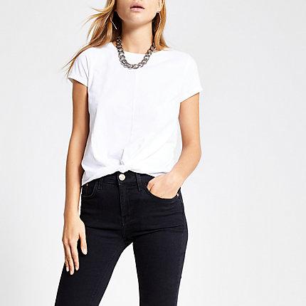 River Island Womens White Twist Front T-shirt