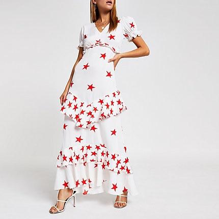 River Island Womens White Star Print Maxi Dress