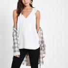 River Island Womens White Frill Shoulder And Back Sleeveless Top