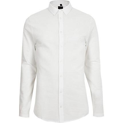 River Island Mens White Button Through Textured Shirt