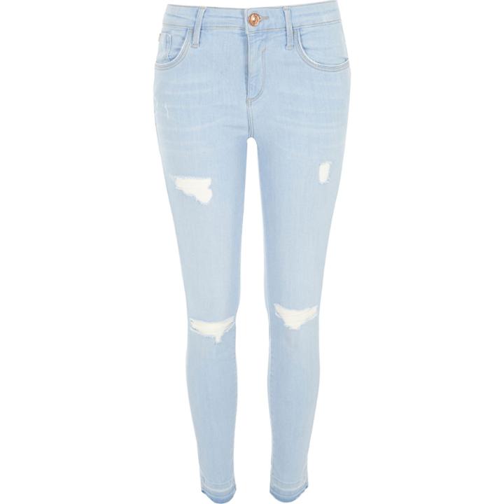 River Island Womens Light Wash Ripped Amelie Super Skinny Jeans