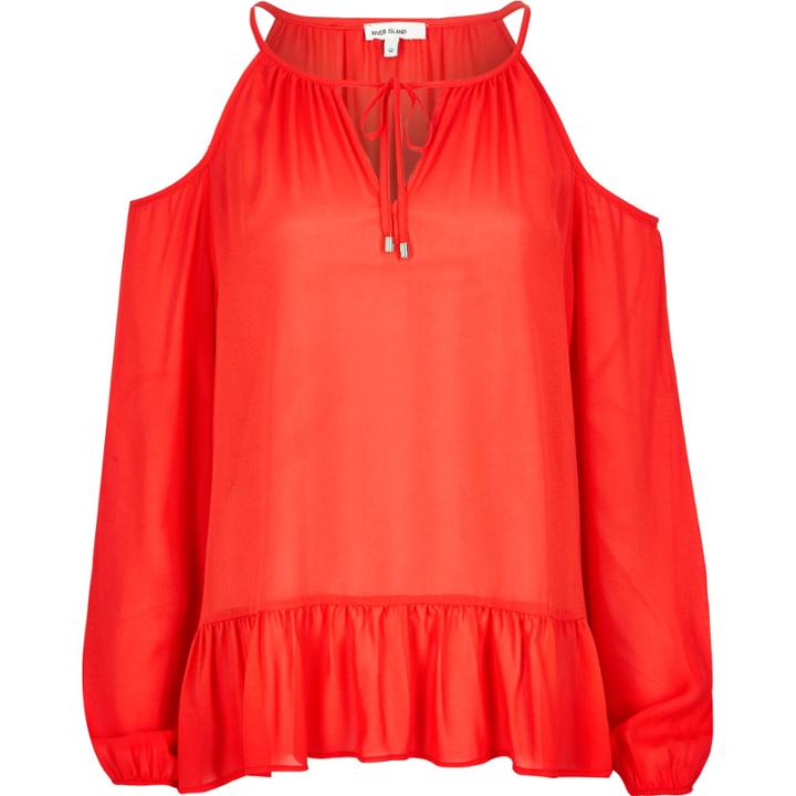 River Island Womens Cold Shoulder Peplum Top