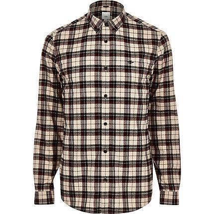 River Island Mens Check Wasp Embroidered Button-down Shirt