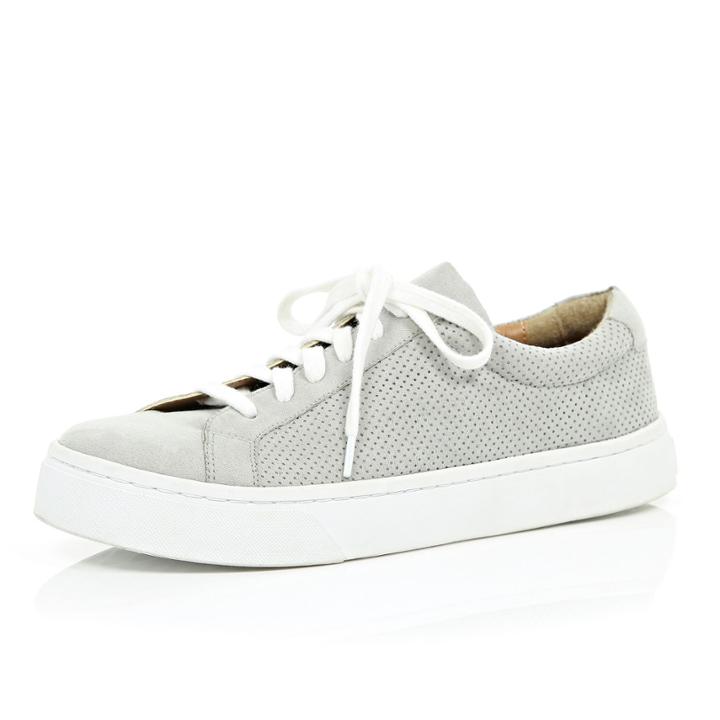 River Island Womens Perforated Lace Up Sneakers