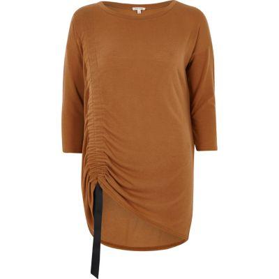 River Island Womens Ruched Drawstring Longline Top