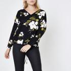 River Island Womens Petite Floral Lace-up Back Top