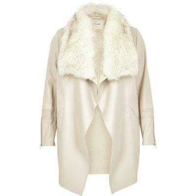 River Island Womens Plus Faux Fur Waterfall Jacket