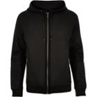 River Island Mensblack Coated Biker Sleeve Hoodie