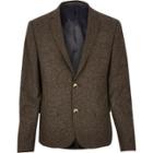 River Island Mensbrown Wool Skinny Suit Jacket