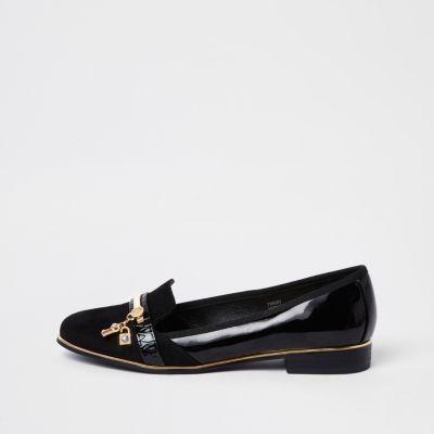 River Island Womens Lock Key Patent Loafers